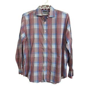 Thomas Dean‎ Red White Blue Plaid Long Sleeve Shirt